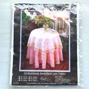 Lace Elegance All Handmade Battenberg Lace Topper Round 36” Cotton
